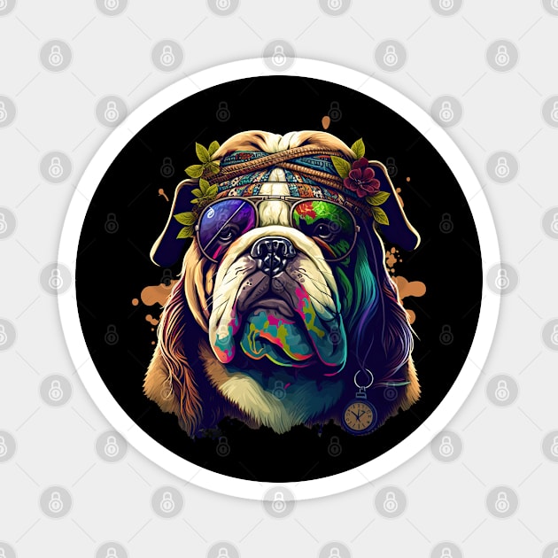 Hippie Bulldog Magnet by JayD World